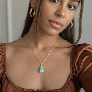 Spartina 449 Opalescent Teardrop Necklace – Gold Tone, 18” + extender
